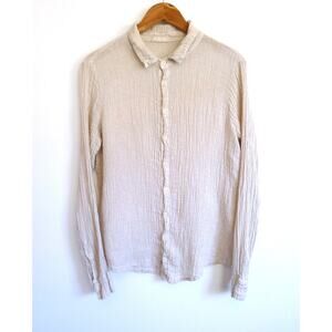 CP SHADES Crinkle Linen Button Down Shirt Top Neutral USA Anthropologie S $252